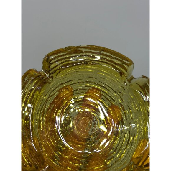 VTG 1970's Anchor Hocking Soreno Woodgrain Style Heavy Ashtray Amber Set of 2 - Picture 4 of 10